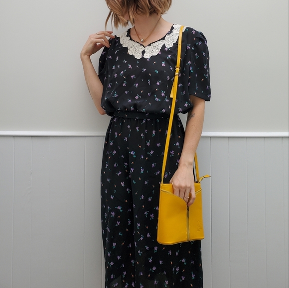 VINTAGE Cottage core Floral Semi-Sheer Dress - Picture 2 of 9